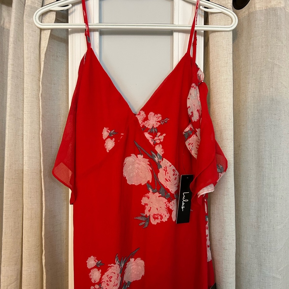 Lulu's Vibrant Red Floral Dress